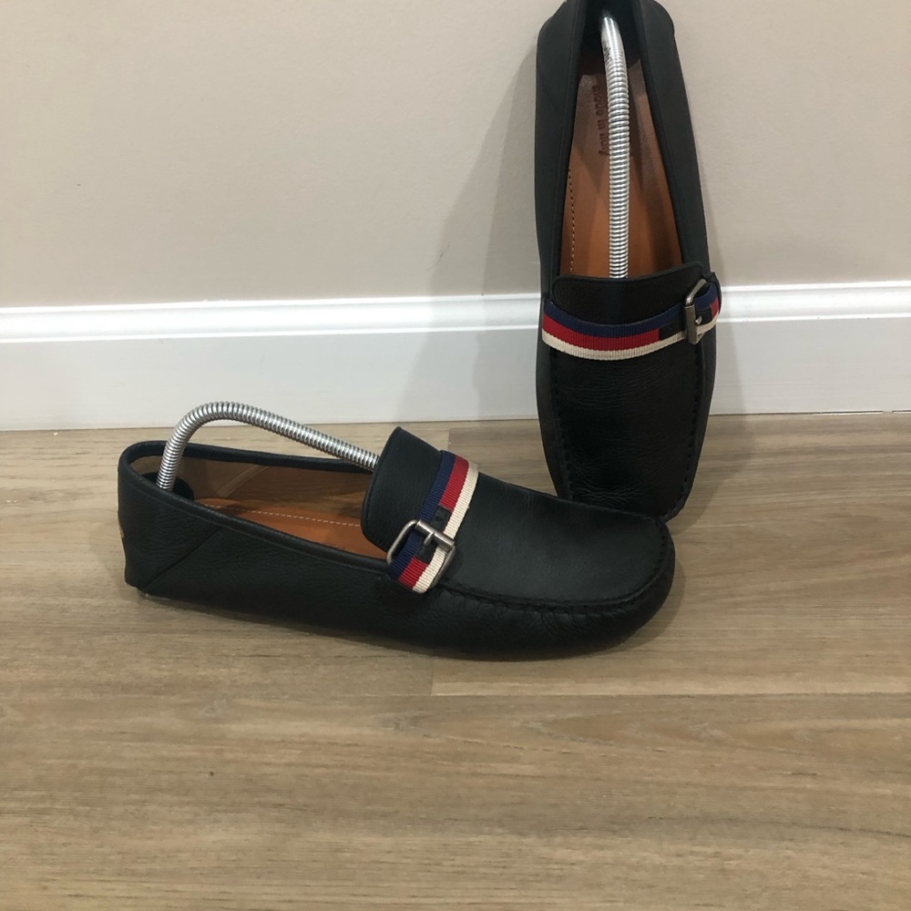 Gucci Mens Loafers Black Hebron Driver Bee Shoes Sylvie Web Buckle 7 G / 7.5 US